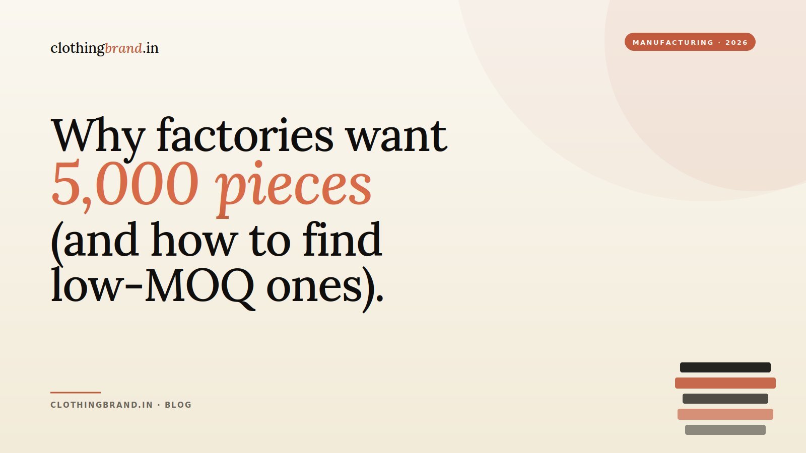MOQ Explained: Why Factories Want 5,000 Pieces (And How to Find Low-MOQ Manufacturers in India)